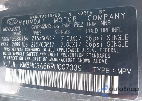 2024 Hyundai Kona Electric Sel z USA, uszkodzony, nr VIN KM8HC3A66RU007339